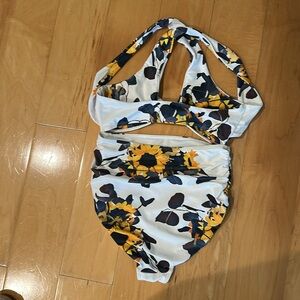 Floral Halter Bikini Top and high waist bottom